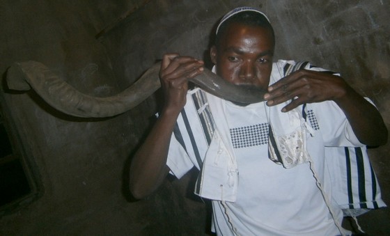 For Rosh Hashanah this year the shofar was blown by Shealtiel ben Shealtiel - one of the builders of the Great Zimbabwe synagogue and son of Shealtiel [senior], a highly respected shofar blower in the community. (Photo by Rabson Wuriga)